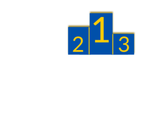 Ikona - niebieskie podium z żółtymi cyframi oznaczającymi zdobyte miejsca